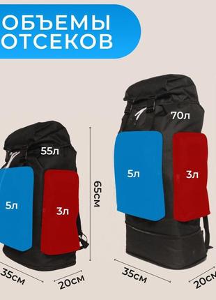 Рюкзак тактический чорний 4в1 70 л  + подсумок  водонепроницаемый туристический рюкзак. цвет: черный7 фото