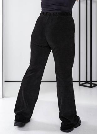 Вельветовые брюки штаны черные мокко графит прямые клёш палаццо с завышенной талией с высокой посадкой батал большого размера трикотажные
🔥5 фото