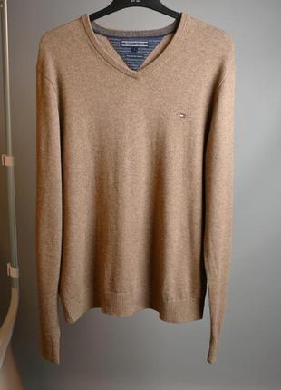 Tommy hilfiger мужской свитер коричневый кашемировый шерстяной размер l3 фото