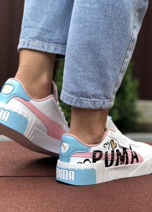 Шикарні жіночі кросівки puma cali білі з принтом4 фото