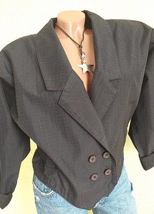Пиджак укороченный,  цельный рукав буф, винтаж, clockhouse