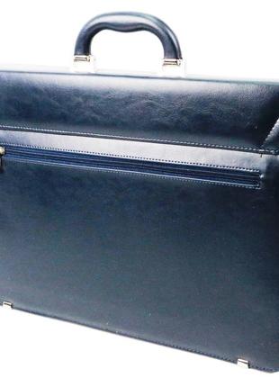 Великий діловий портфель з екошкіри amo sst03 синій6 фото