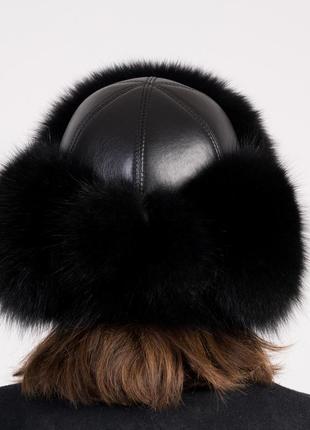 Женская зимняя классическая шапка ушанка из меха песца10 фото
