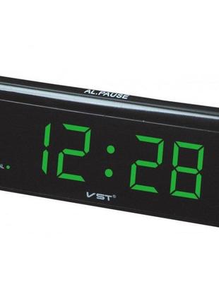 Електронний годинник vst 730 green, цифровий настільний мережевий годинник, led alarm clock vst-730,