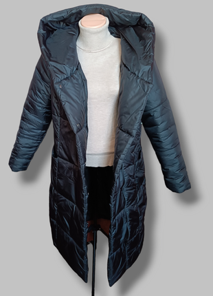 Куртка пальто пуховик з поясом зима6 фото