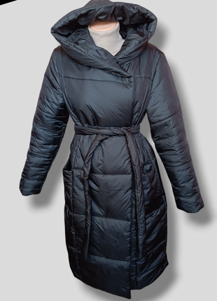Куртка пальто пуховик з поясом зима2 фото