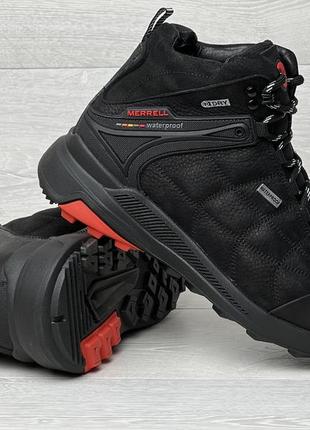Зимові кросівки термо, спортивні шкіряні черевики merrell gore-tex waterproof black