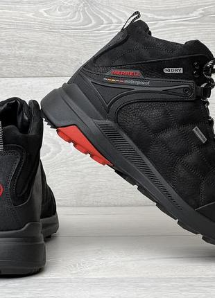 Зимние кроссовки термо, спортивные кожаные ботинки merrell gore-tex waterproof black5 фото