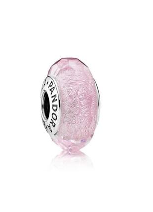 Серебряная бусина шарм подвеска подвес серебро пандора pandora silver s925 925 проба аle с биркой и пломбой клипса шарм-клипса розовый мурано