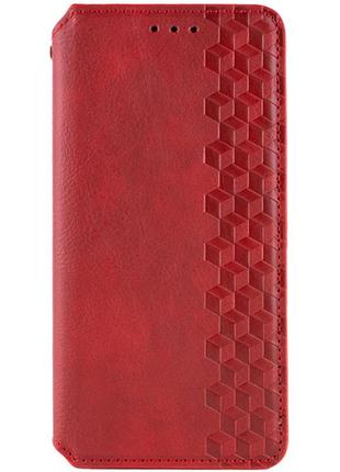 Шкіряний чохол книжка getman cubic (pu) для realme c55 яскраво-червоний, штучна шкіра, слот для візитки
