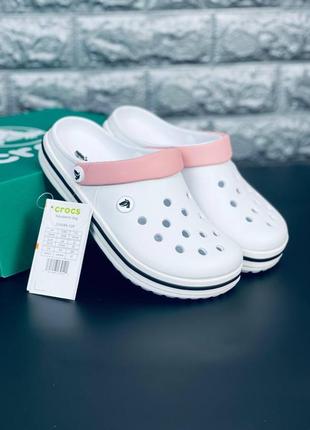 Женские шлепанцы crocs белые тапочки крокс