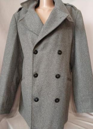 Шерстяное мужское пальто бушлат в стиле милитари3 фото