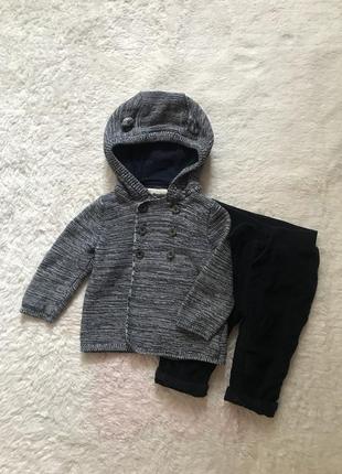 Костюм теплый кардиган вязаный с ушками