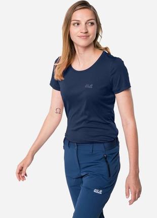 Женская спортивная синяя футболка jack wolfskin 50-52 (l-xl) 181 фото