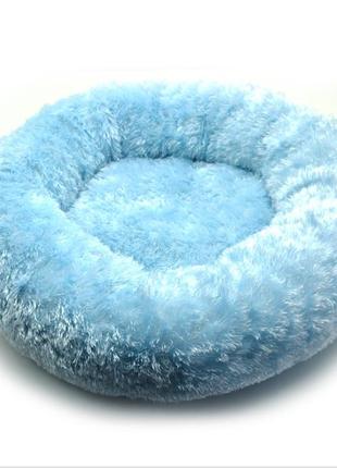 Лежак круглий для собак і котів забава блакитний №1 40х14 см