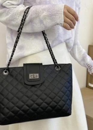 Стеганная fashion сумка черная3 фото