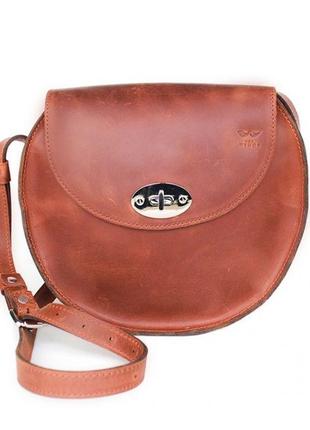 Класная сумка для девушек форма круга женская кожаная сумка круглая светло-коричневая винтажная8 фото