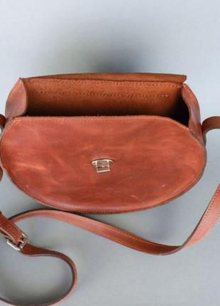 Класная сумка для девушек форма круга женская кожаная сумка круглая светло-коричневая винтажная5 фото