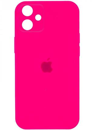 Чехол original silicone case with protective camera — iphone 11  — neon pink (47)