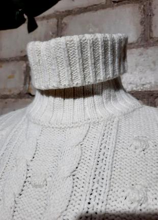 Белый свитер с воротником хлопок шерсть4 фото