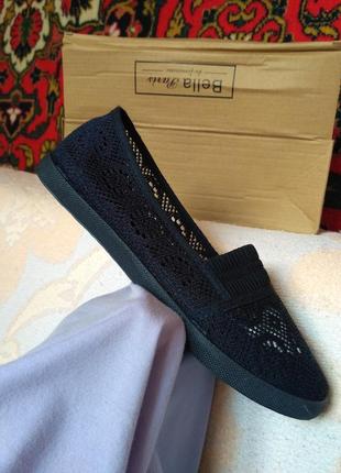 Балетки ажурні хлопок мереживні мокасини 38 рр.