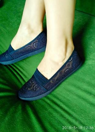 Балетки ажурні хлопок мереживні мокасини 38 рр.