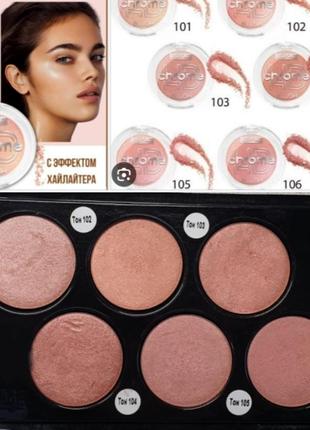 Luxvisage hd chrom blush тестер рум'ян для обличчя