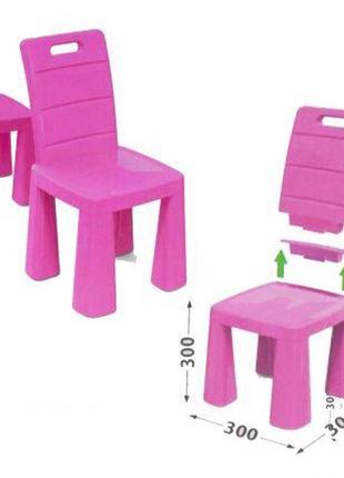Пластиковый стульчик-табурет (розовый)1 фото