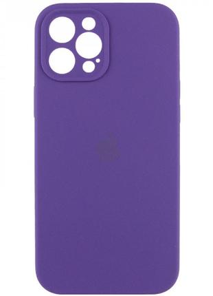 Чехол original silicone case with protective camera — iphone 12 pro max — deep purple (71)