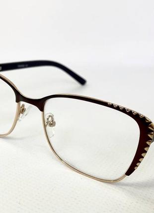 Коригувальні окуляри для зору жіночі лисички в металевій оправі пластикові дужки на флексах