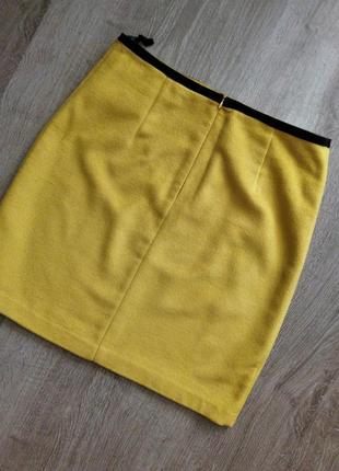 Шикарная горчичная юбка с шерстью с чёрной окантовкой m&s4 фото