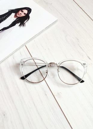 Окуляри іміджеві в прозорій оправі, якісні окуляри прозорі лисички, очки имиджевые1 фото
