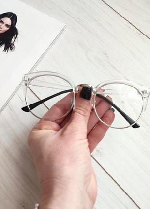 Окуляри іміджеві в прозорій оправі, якісні окуляри прозорі лисички, очки имиджевые2 фото