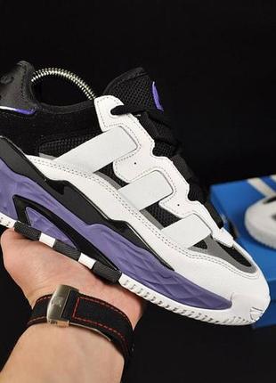 👟кросівки чоловічі adidas originals niteball white & black & violet👟