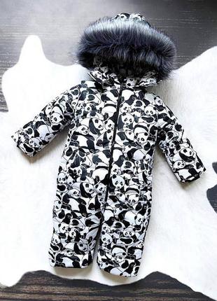Комбінезон суцільний зимовий для хлопчика та для дівчинки "панди" (розміри 80, 86, 92, 98 та 104 см)1 фото