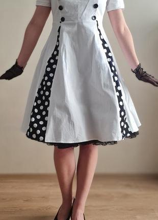 Платье в горошек хлопковое в винтажном стиле5 фото