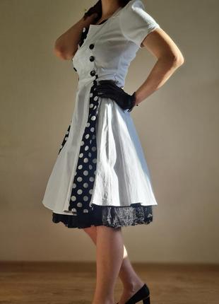 Платье в горошек хлопковое в винтажном стиле3 фото