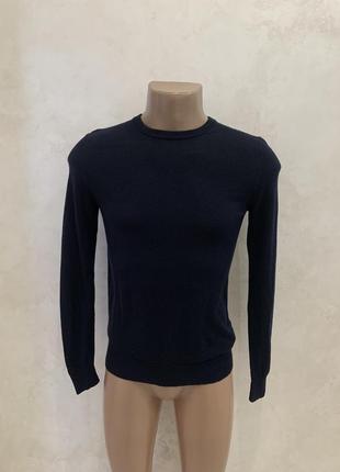 Шерстяной свитер джемпер uniqlo темно синий1 фото