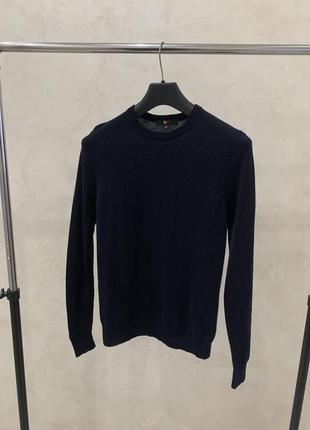 Шерстяной свитер джемпер uniqlo темно синий3 фото