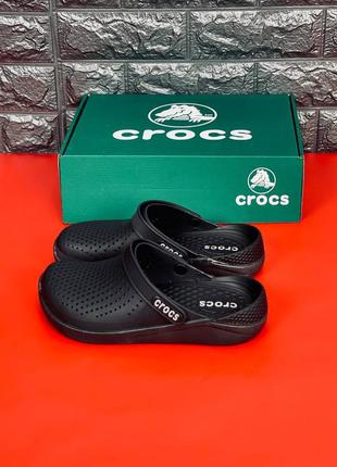 Мужские шлепанцы crocs черные тапочки крокс7 фото