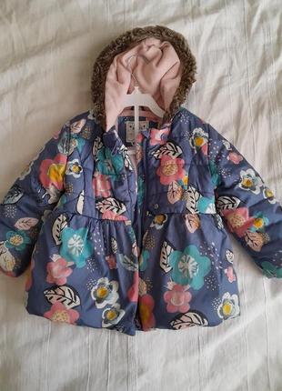 Куртка пуховик дитячий зимовий у квіти1 фото
