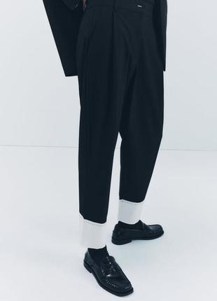 Штаны в мужском стиле с поплиновым низом6 фото