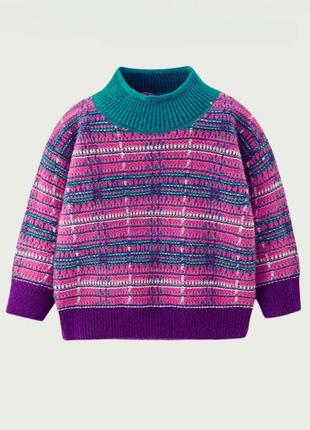 Теплый ангоровый разноцветный свитер на девочку1 фото