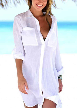 Пляжная накидка на купальник туника рубашка