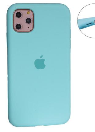 Чехол original silicone case full size — iphone 11 pro max — turquoise (44)1 фото