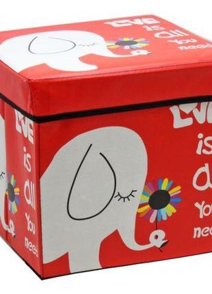 Корзина-пуфик для игрушек "слон" (красный)1 фото