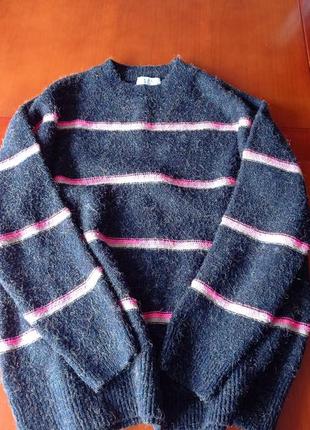 Оверсайз светр з блискучою різнокольоровою ниточкою, в актуальну яскраву смужку💙💗❤️‍🔥