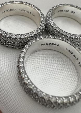Серебряное кольцо  pandora пандора s925 ale три ряди паве2 фото
