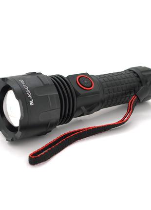 Ліхтар ручний bailong bl-a88-gt100, 1led gt1000, 3 w, 3 режими, zoom,26650/8800mah, black, ip40, кабель