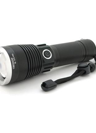 Фонарь ручной bailong bl-a75-p90, 1led cree xhp50.2, 19w, 5 режима, zoom,26650 /6800mah/3xааа, black, ip40,